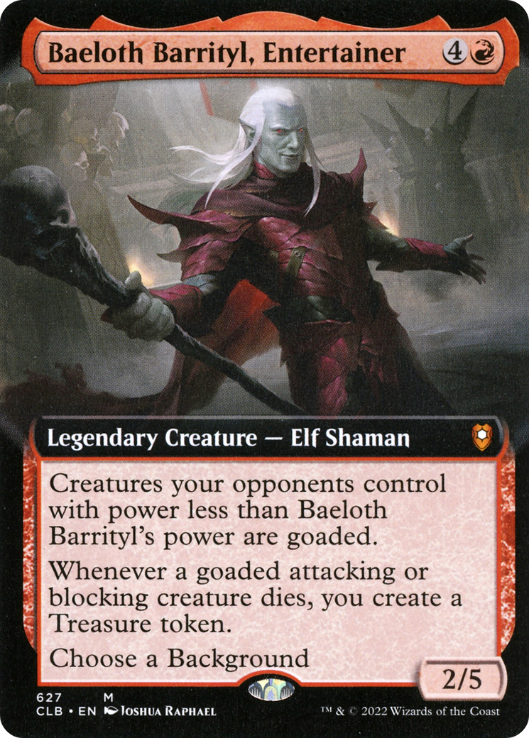 Baeloth Barrityl, Entertainer (Extended Art) [Commander Legends: Battle for Baldur's Gate]