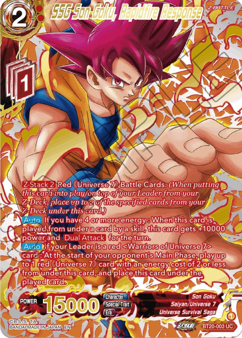 SSG Son Goku, Rapidfire Response (Gold-Stamped) (BT20-003) [Power Absorbed] - POKÉ JEUX