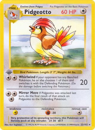 Pidgeotto (22/102) [Base Set Shadowless Unlimited]