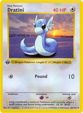 Dratini (26/102) (Shadowless) [Base Set 1st Edition]