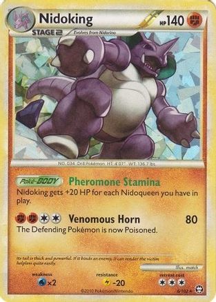 Nidoking (6/102) (Cracked Ice Holo) (Theme Deck Exclusive) [HeartGold & SoulSilver: Triumphant]