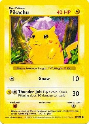 Pikachu (58/102) (Red Cheeks Misprint) [Base Set Shadowless Unlimited]