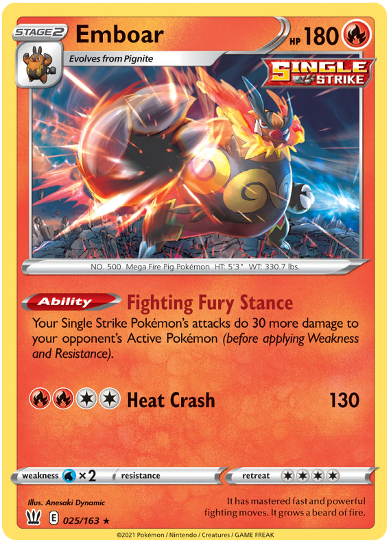 Emboar (025/163) [Sword & Shield: Battle Styles]