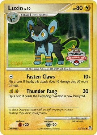 Luxio (52/130) (State Championship Staff Promo) [Diamond & Pearl: Base Set]