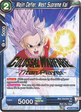 Majin Defier, West Supreme Kai (Titan Player Stamped) (BT3-039) [Tournament Promotion Cards]