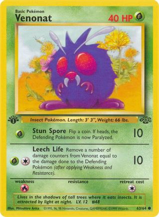 Venonat (63/64) [Jungle 1st Edition]