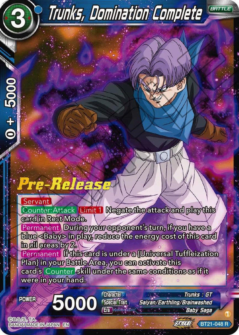 Trunks, Domination Complete (BT21-048) [Wild Resurgence Pre-Release Cards] - POKÉ JEUX