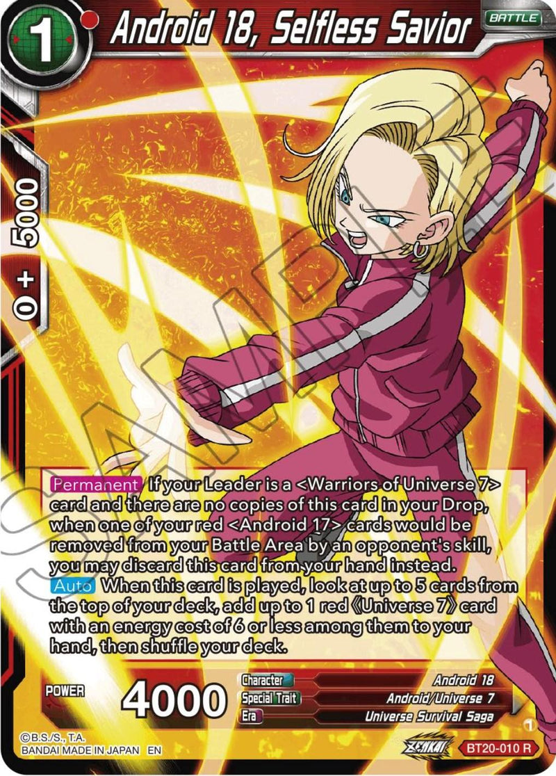 Android 18, Selfless Savior (BT20-010) [Power Absorbed] - POKÉ JEUX