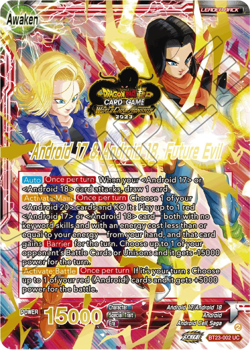 Android 17 & Android 18 // Android 17 & Android 18, Future Evil (2023 Worlds ZENKAI 06 Leader Set) (BT23-002) [Tournament Promotion Cards]