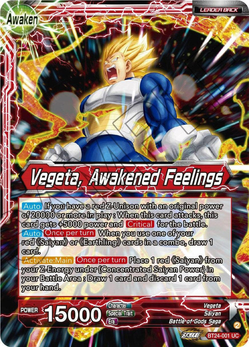 Vegeta // Vegeta, Awakened Feelings (BT24-001) [Beyond Generations] - POKÉ JEUX