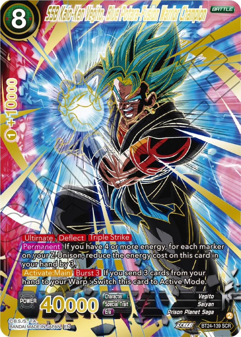 SSB Kaio-Ken Vegito, Blue Potara-Fusion Warrior Champion (BT24-139) [Beyond Generations] - POKÉ JEUX