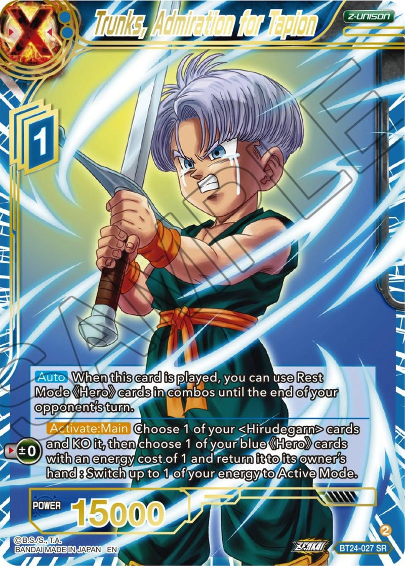 Trunks, Admiration of Tapion (BT24-027) [Beyond Generations] - POKÉ JEUX