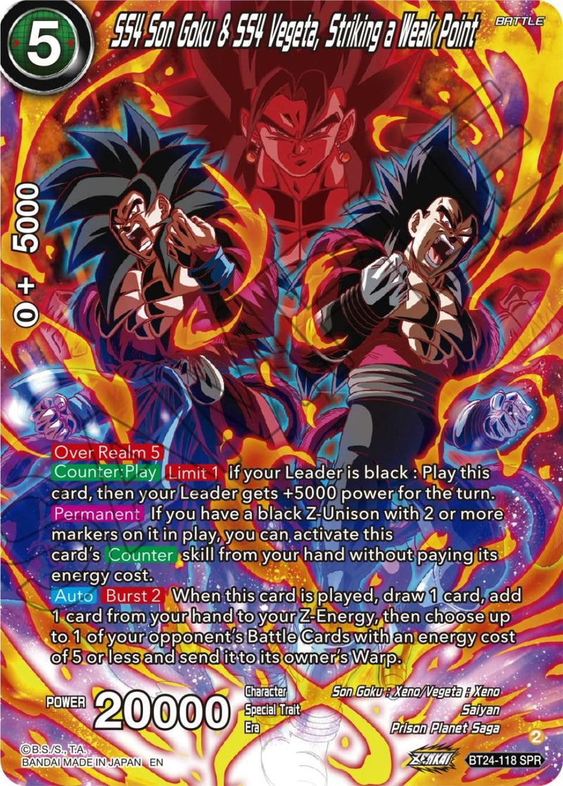 SS4 Son Goku & SS4 Vegeta, Striking a Weak Point (SPR) (BT24-118) [Beyond Generations] - POKÉ JEUX