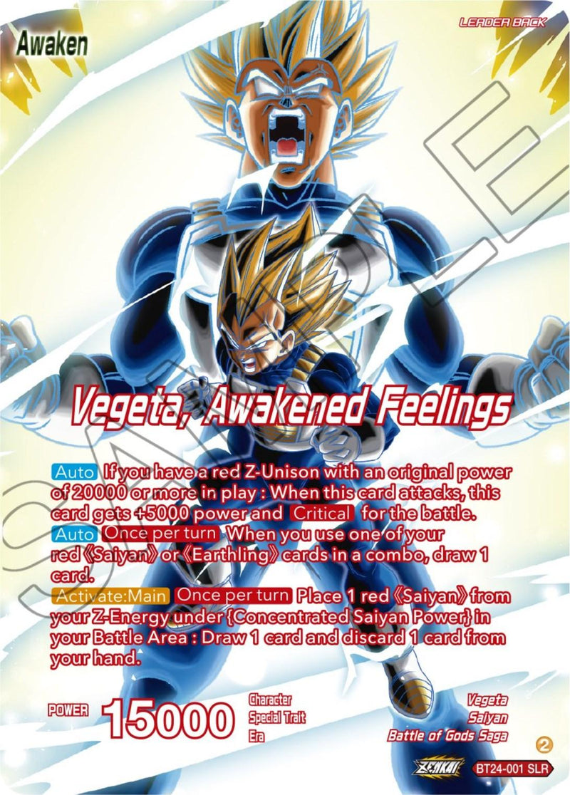 Vegeta // Vegeta, Awakened Feelings (SLR) (BT24-001) [Beyond Generations] - POKÉ JEUX