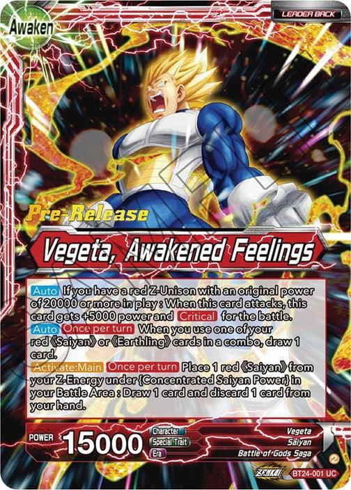 Vegeta // Vegeta, Awakened Feelings (BT24-001) [Beyond Generations Prerelease Promos] - POKÉ JEUX