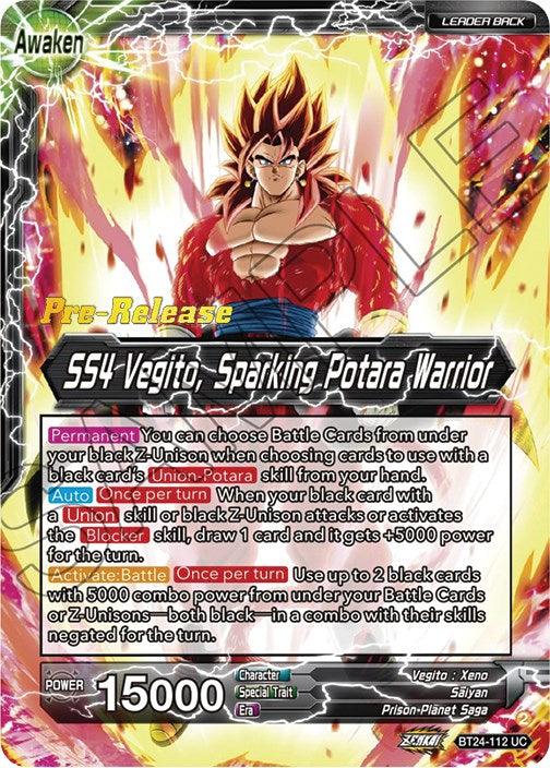 SS4 Son Goku & SS4 Vegeta // SS4 Vegito, Sparking Potara Warrior (BT24-112) [Beyond Generations Prerelease Promos] - POKÉ JEUX