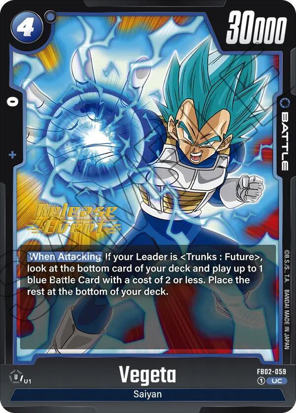 Vegeta (FB02-059) [Blazing Aura Pre-Release Cards] - POKÉ JEUX