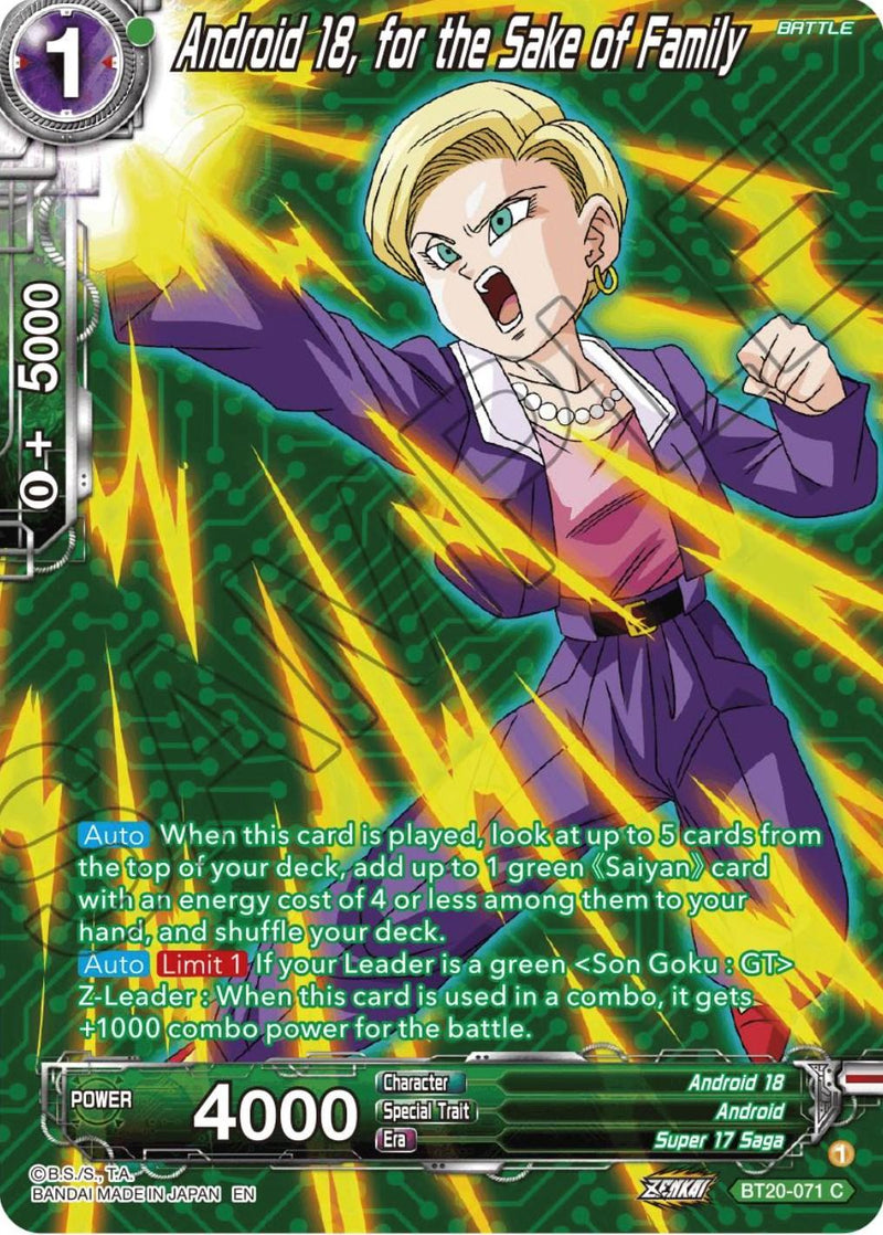 Android 18, for the Sake of Family (Silver Foil) (BT20-071) [Power Absorbed] - POKÉ JEUX