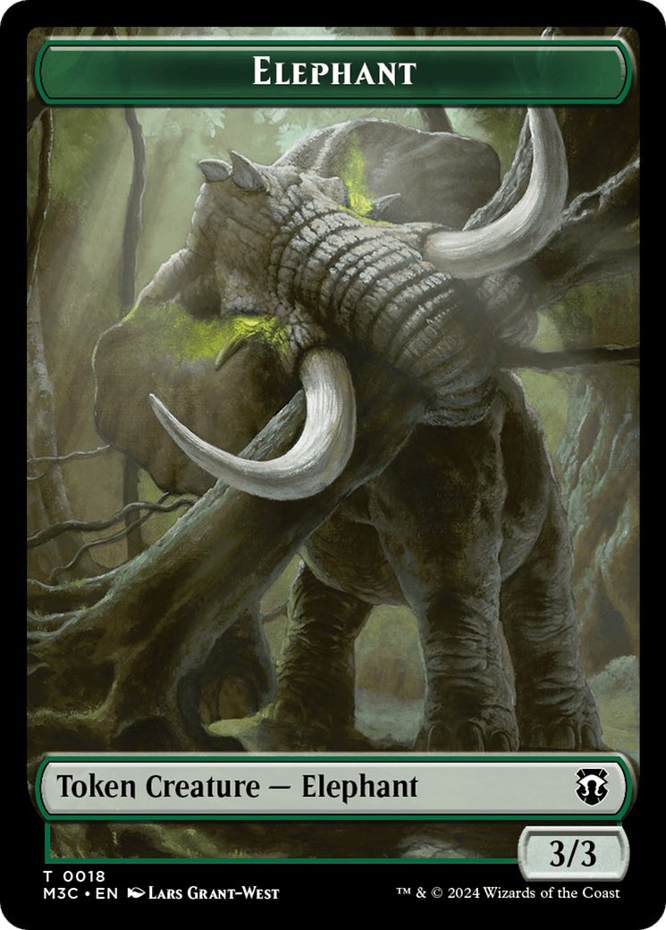 Zombie (Ripple Foil) // Elephant Double-Sided Token [Modern Horizons 3 Commander Tokens] - POKÉ JEUX