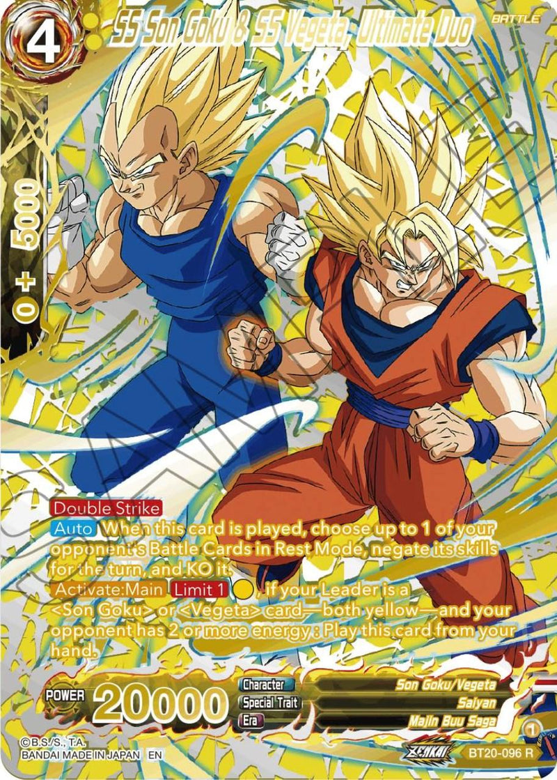 SS Son Goku & SS Vegeta, Ultimate Duo (Gold-Stamped) (BT20-096) [Power Absorbed] - POKÉ JEUX