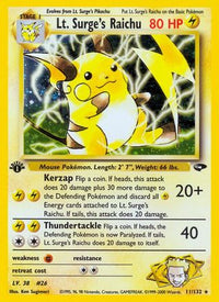 Lt. Surge's Raichu (11/132) [Gym Challenge 1st Edition]