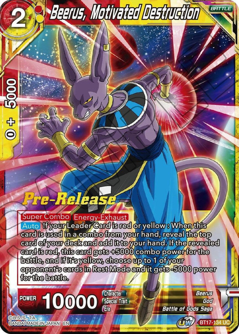 Beerus, Motivated Destruction (BT17-134) [Ultimate Squad Prerelease Promos] - POKÉ JEUX