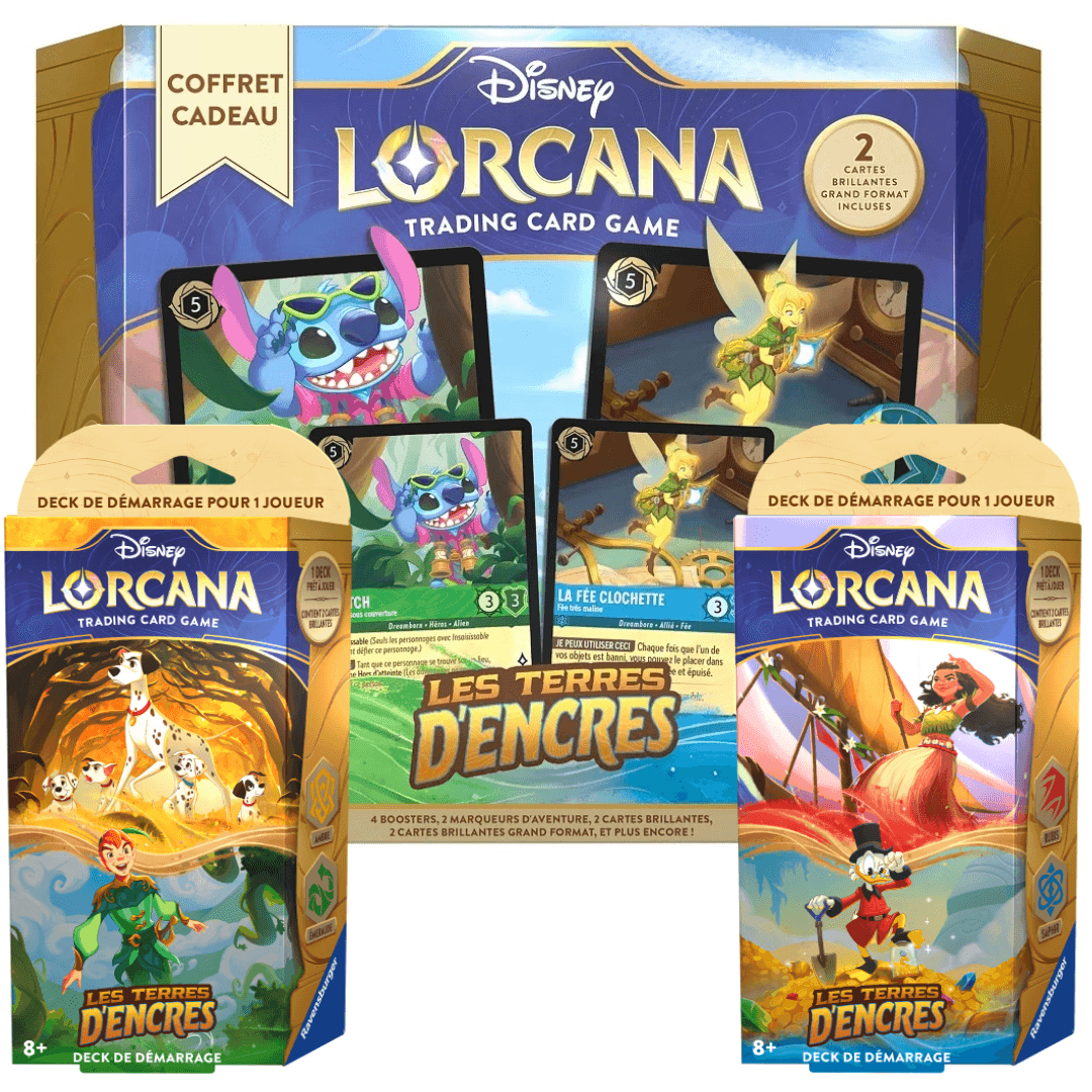 Combo 1 : Lorcana - Coffret cadeau Lorcana - Les Terres d'encres + 2 decks (French) - POKÉ JEUX