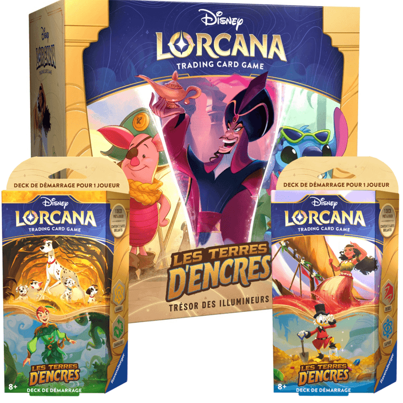 Combo 2 : Lorcana - Trove les Terres d'Encres + 2 decks (French) - POKÉ JEUX