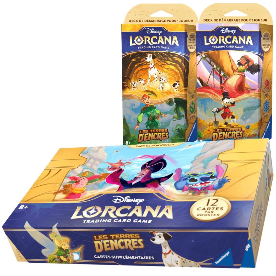 Combo 3 : Lorcana - Booster Box Les Terres d'Encres + 2 decks (French) - POKÉ JEUX