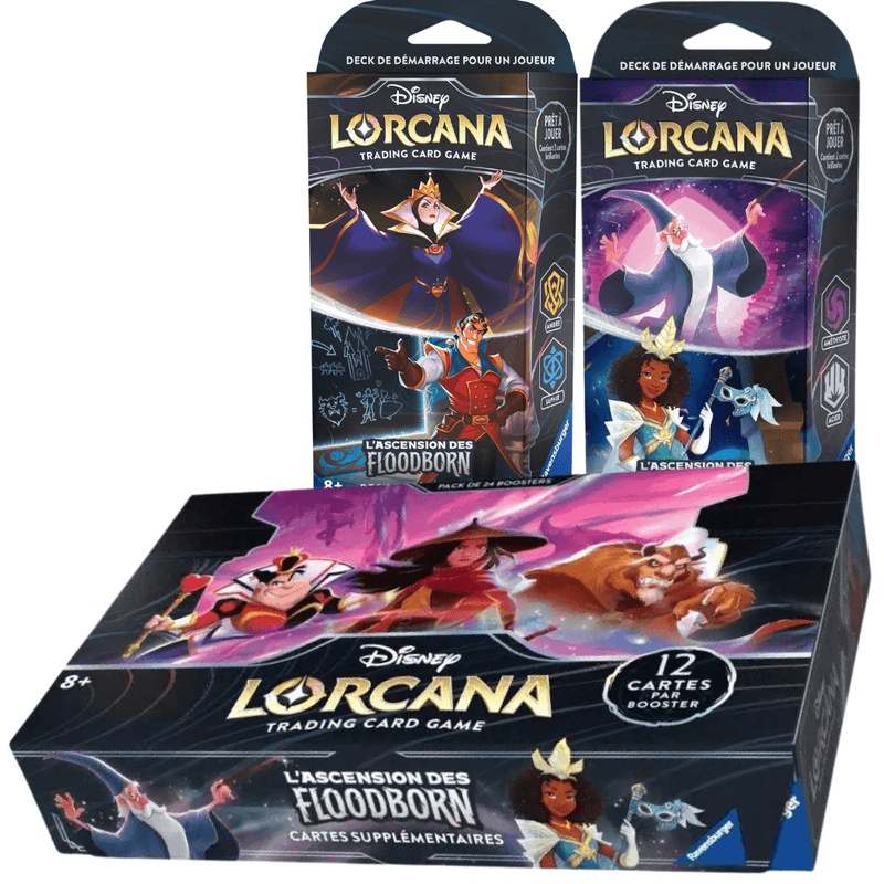 Combo 1 : Lorcana - Booster Box l'Ascension des Floodborn + 2 decks (French) - POKÉ JEUX