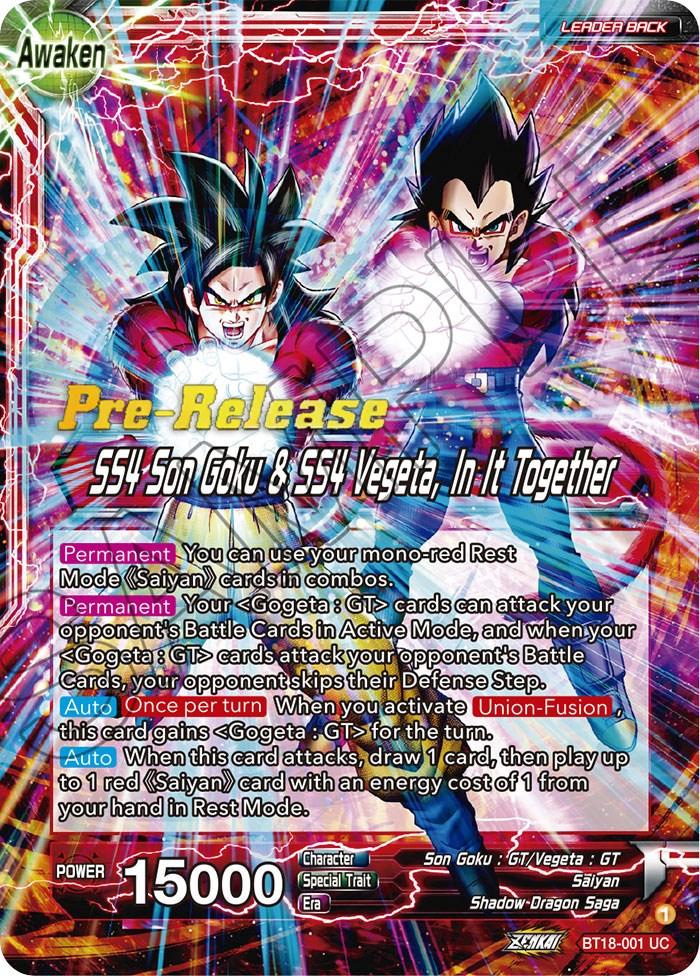 Son Goku & Vegeta // SS4 Son Goku & SS4 Vegeta, In It Together (BT18-001) [Dawn of the Z-Legends Prerelease Promos] - POKÉ JEUX