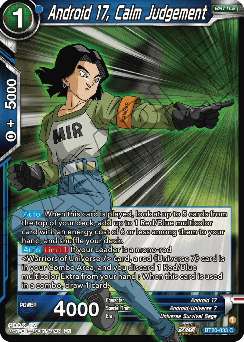 Android 17, Calm Judgement (BT20-033) [Power Absorbed] - POKÉ JEUX