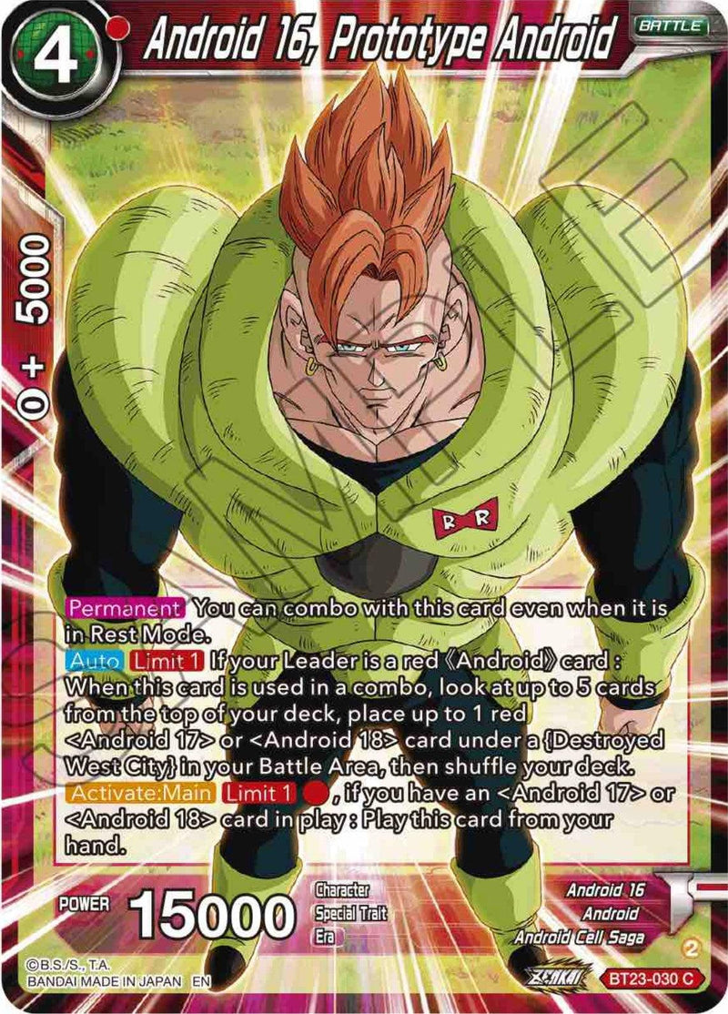 Android 16, Prototype Android (BT23-030) [Perfect Combination] - POKÉ JEUX