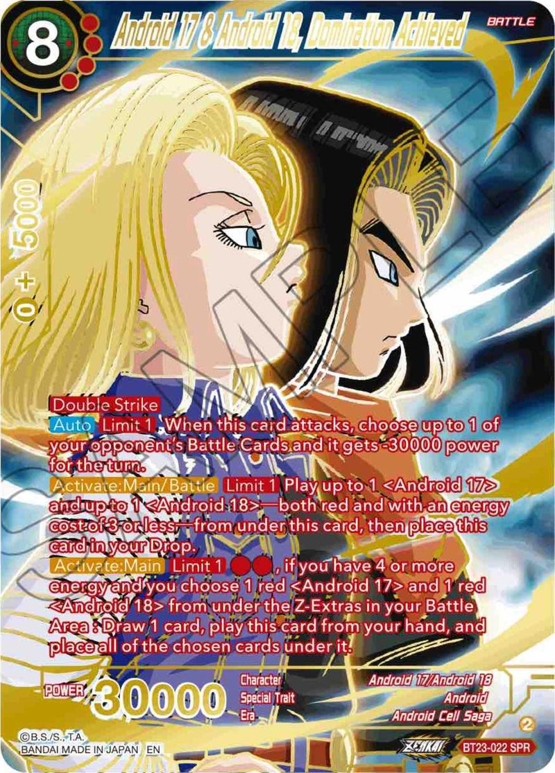 Android 17 & Android 18, Domination Achieved (SPR) (BT23-022) [Perfect Combination] - POKÉ JEUX