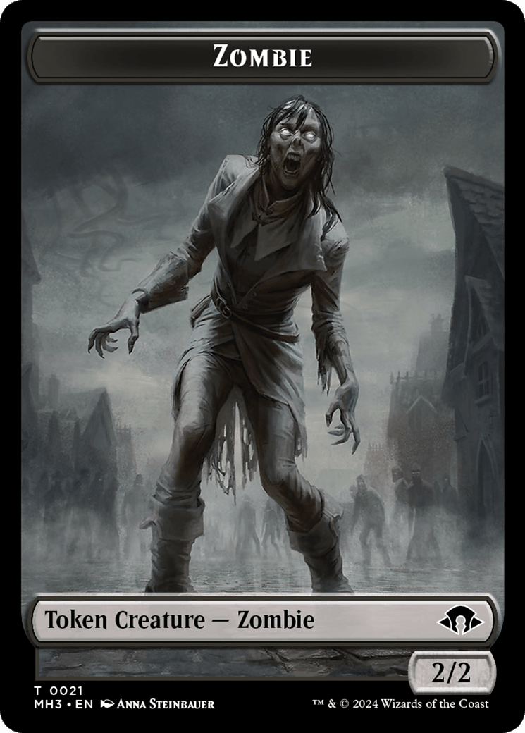 Zombie (Ripple Foil) // Elephant Double-Sided Token [Modern Horizons 3 Commander Tokens] - POKÉ JEUX