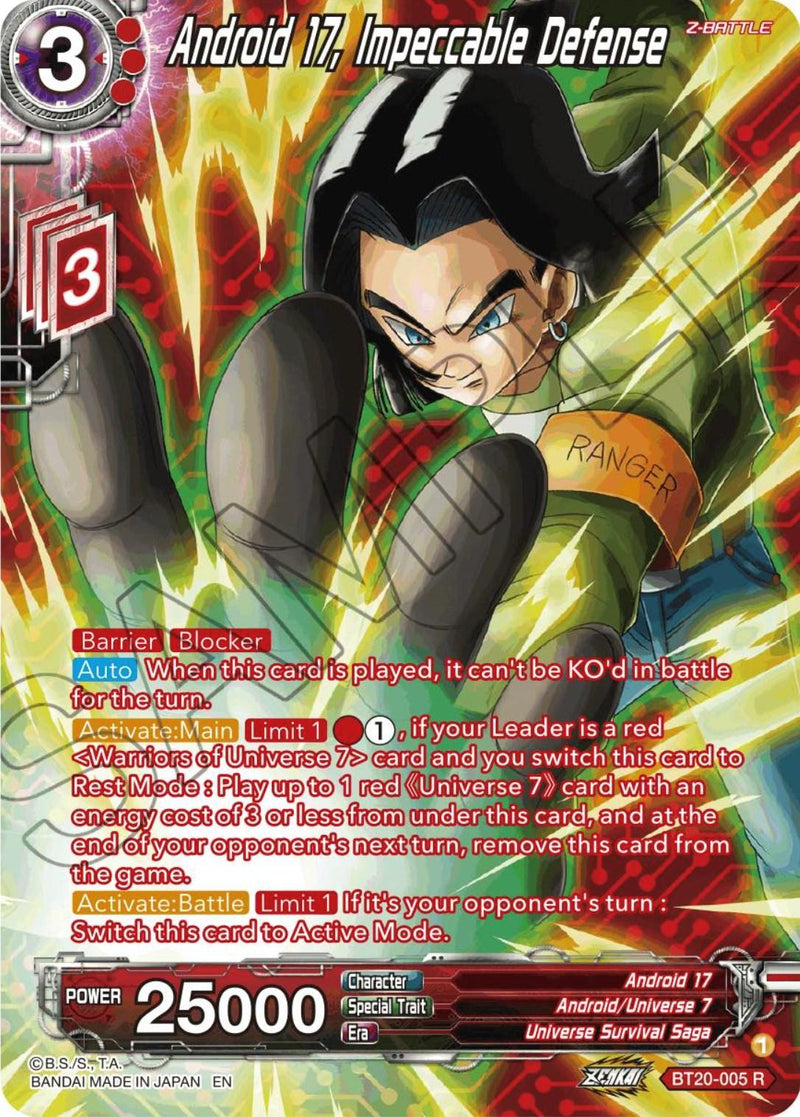 Android 17, Impeccable Defense (Silver Foil) (BT20-005) [Power Absorbed] - POKÉ JEUX