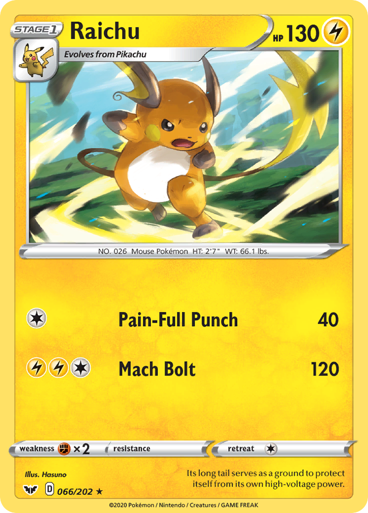 Raichu (066/202) [Sword & Shield: Base Set]