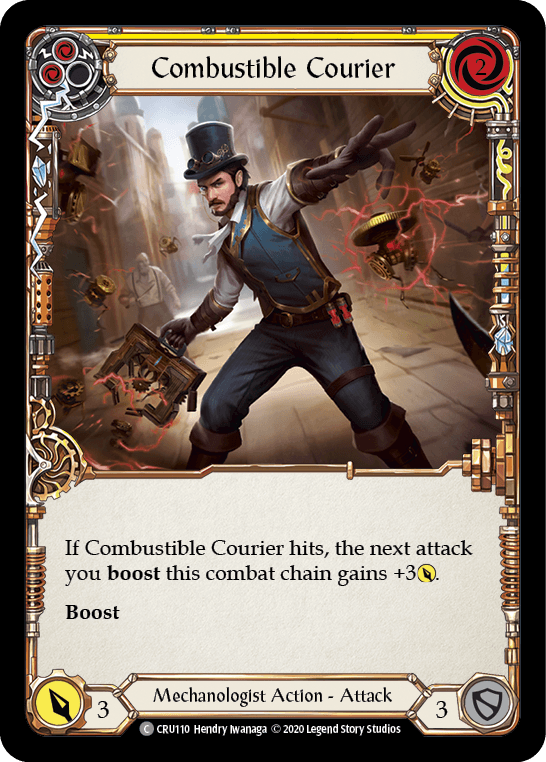 Combustible Courier (Yellow) [CRU110] (Crucible of War) 1st Edition Rainbow Foil - POKÉ JEUX