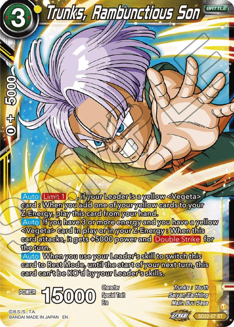 Trunks, Rambunctious Son (Starter Deck Exclusive) (SD22-07) [Power Absorbed] - POKÉ JEUX