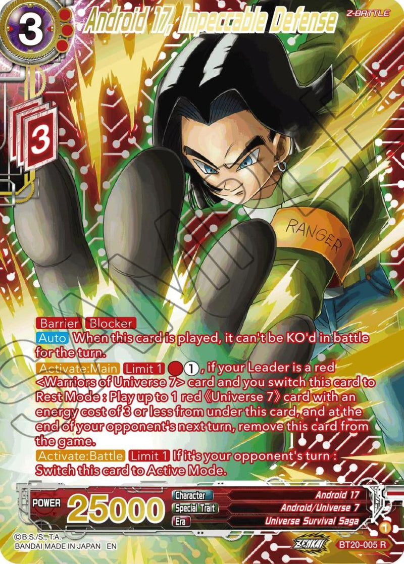 Android 17, Impeccable Defense (Gold-Stamped) (BT20-005) [Power Absorbed] - POKÉ JEUX