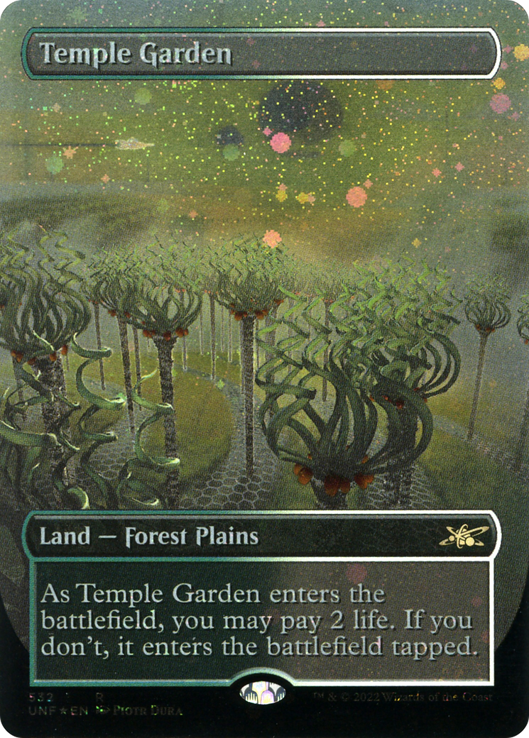 Temple Garden (Borderless) (Galaxy Foil) [Unfinity]