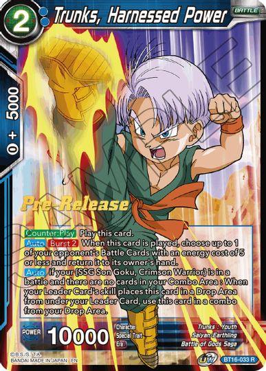 Trunks, Harnessed Power (BT16-033) [Realm of the Gods Prerelease Promos] - POKÉ JEUX