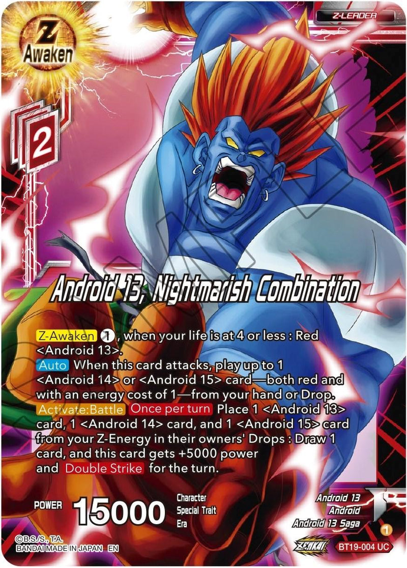 Android 13, Nightmarish Combination (BT19-004) [Fighter's Ambition] - POKÉ JEUX