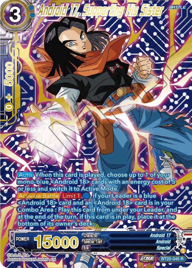 Android 17, Supporting His Sister (Gold-Stamped) (BT20-045) [Power Absorbed] - POKÉ JEUX