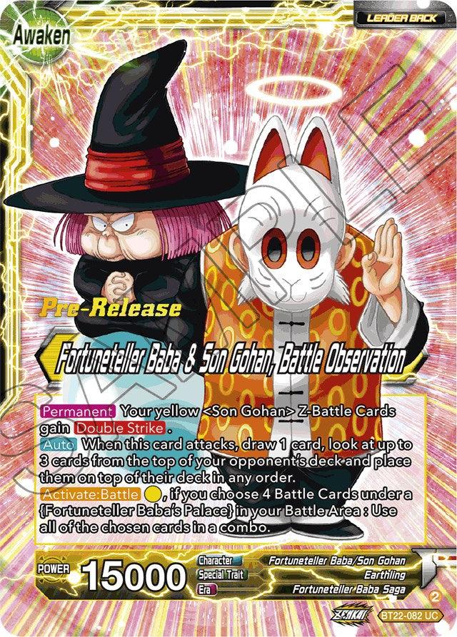 Fortuneteller Baba // Fortuneteller Baba & Son Gohan, Battle Observation (BT22-082) [Critical Blow Prerelease Promos] - POKÉ JEUX