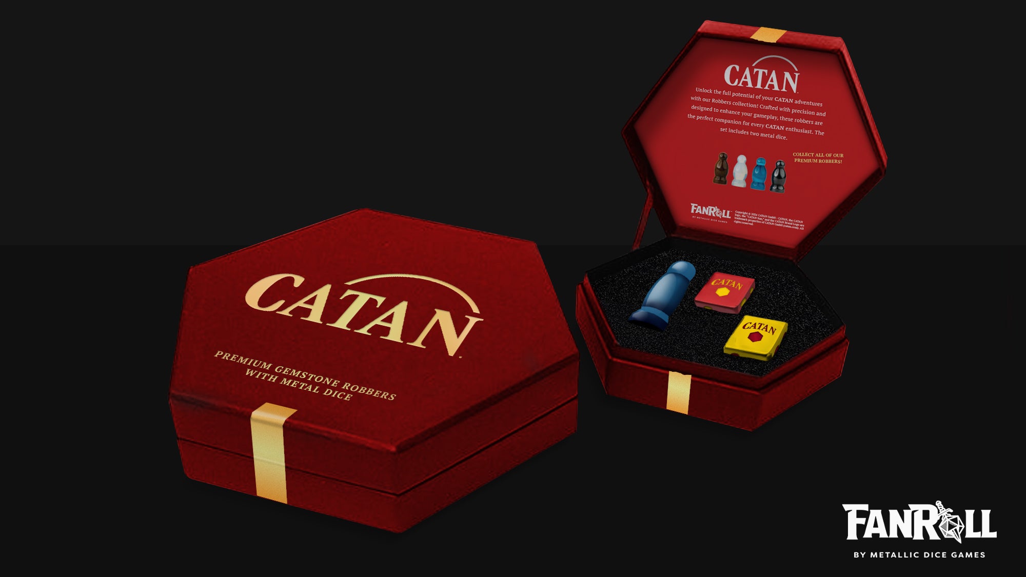 CATAN PREM ROBBER/METAL DICE SET AQUAMARINE