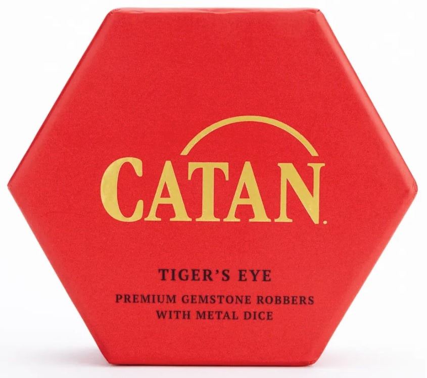 CATAN PREM ROBBER/METAL DICE SET TIGER'S EYE