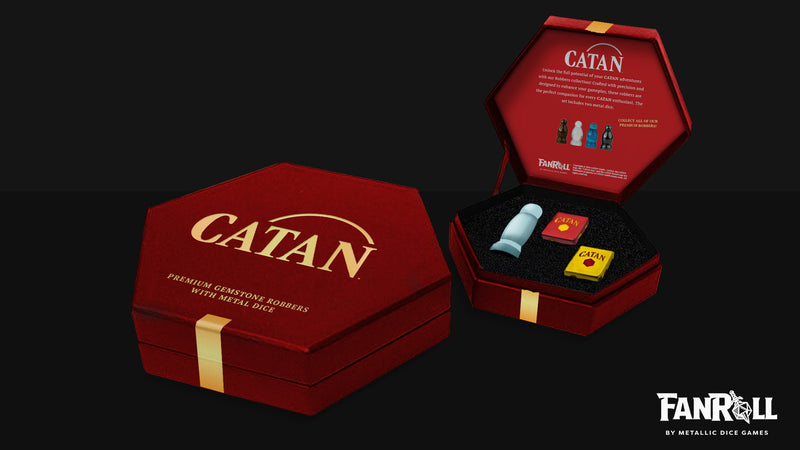 CATAN PREM ROBBER/METAL DICE SET OPALITE