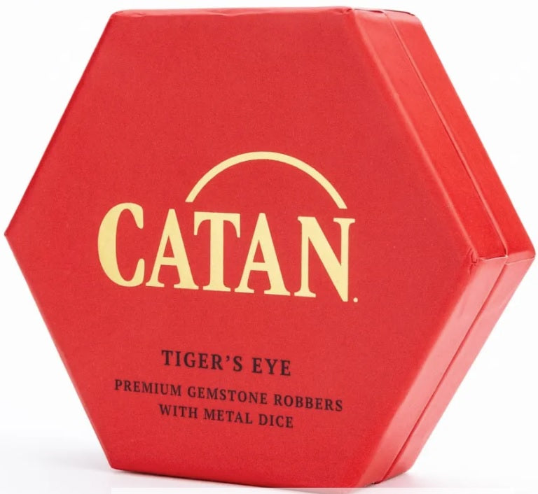 CATAN PREM ROBBER/METAL DICE SET TIGER'S EYE