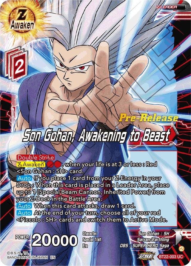 Son Gohan, Awakening to Beast (BT22-003) [Critical Blow Prerelease Promos] - POKÉ JEUX